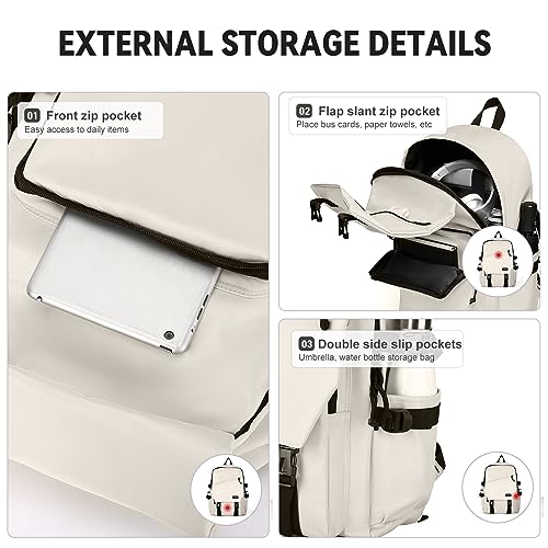 coowoz Casual Daypack Large upgraded version College Laptop Backpack for Men Women Water Resistant Lightweight School Bag Travel Rucksack for Sports High School Middle Bookbag for girls Size L(Khaki) - Image 4
