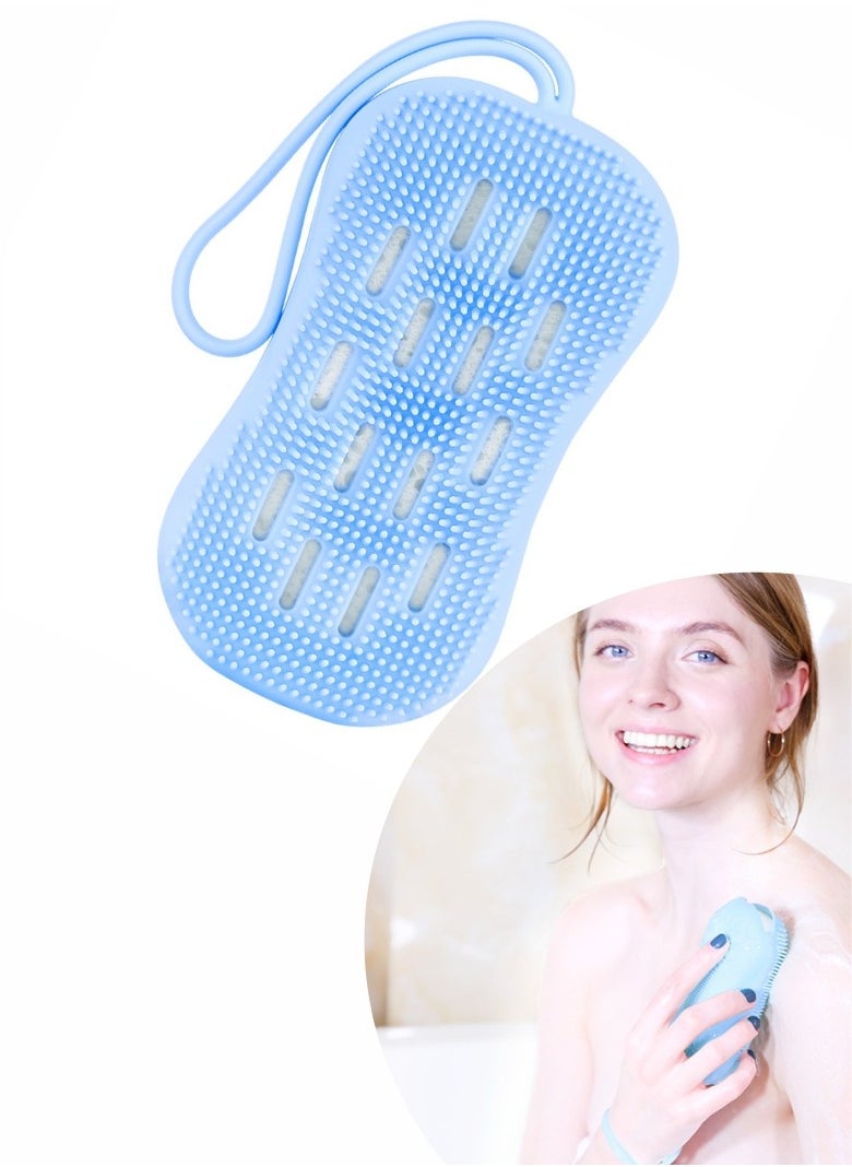 HieerBus Silicone Body Scrubber - Multifunctional Body Bath Brush, Scrubber Shower Scrubber for Body Deep Cleaning and Exfoliation, Soft Silicone Suitable for All Skin Types(blue)  - Image 1