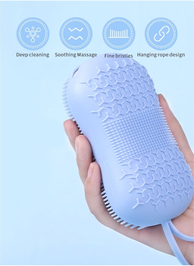 HieerBus Silicone Body Scrubber - Multifunctional Body Bath Brush, Scrubber Shower Scrubber for Body Deep Cleaning and Exfoliation, Soft Silicone Suitable for All Skin Types(blue)  - Image 2