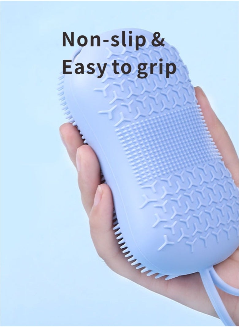 HieerBus Silicone Body Scrubber - Multifunctional Body Bath Brush, Scrubber Shower Scrubber for Body Deep Cleaning and Exfoliation, Soft Silicone Suitable for All Skin Types(blue)  - Image 3