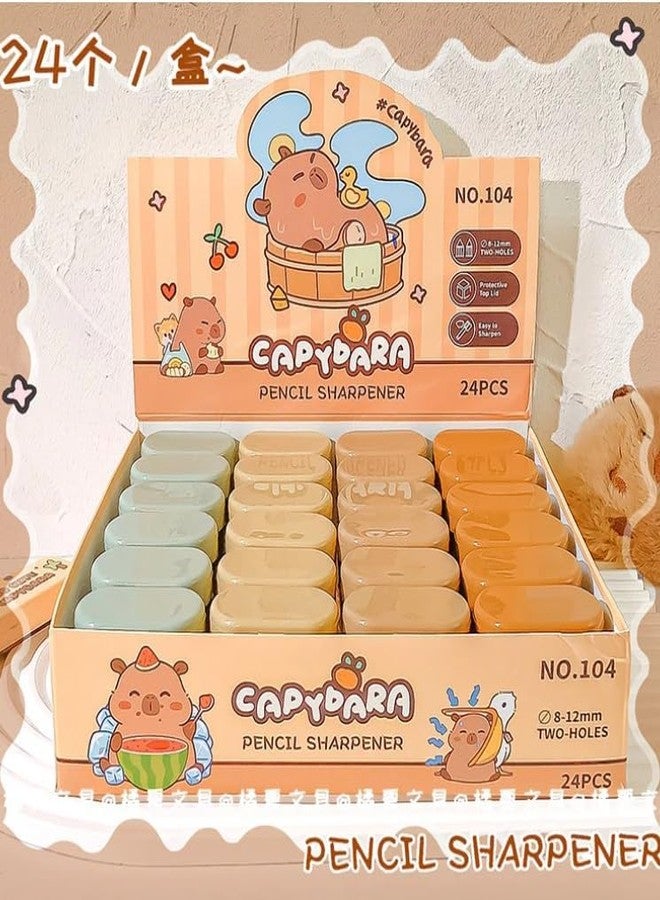 GOPIKRISHNA مبراة أقلام رصاص جوبيكريشنا كاواي كابيبارا - مجموعة من 4 قطع، مبراة للأطفال بفتحتين، أدوات مكتبية أنيقة، مبراة أنيقة للأطفال، هدية مثالية لأعياد ميلاد الأطفال - Image 4