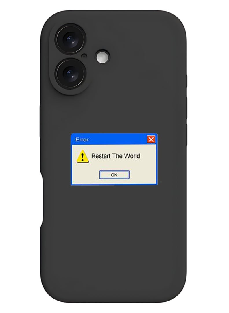 Theodor Protective Slim Fit Case Liquid Silicone Cover with Full Body Protection Anti-Scratch Shockproof Case For Apple iPhone 17 (Black) Restart the world - Image 1