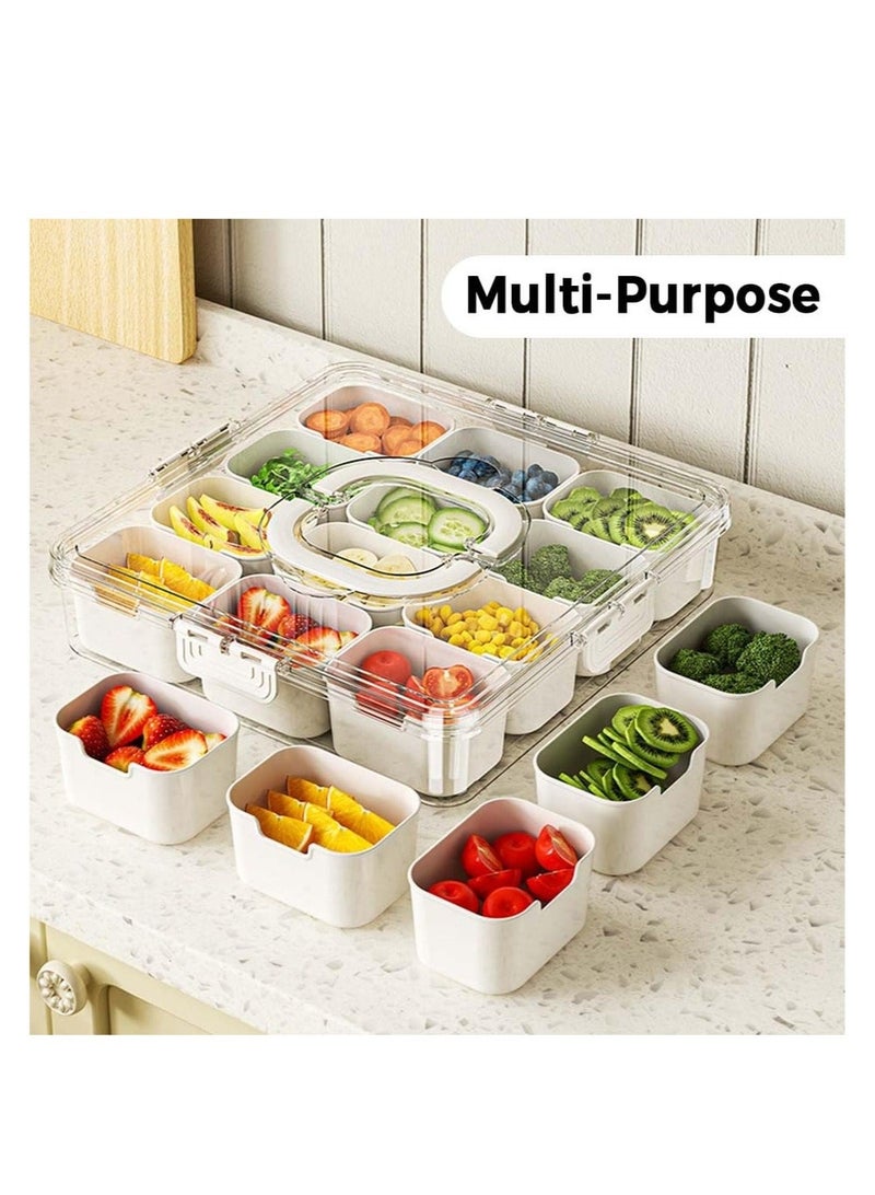 WALALLA Box Charcuterie Container Portable Snack Platters, 12 Compartment Divided Serving Tray with Lid and Handle Veggie Organizer Fruit Tray, Perfect for Party, Travel & Picnics - Image 2