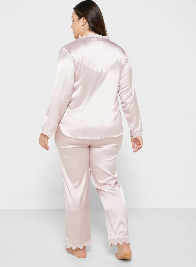 ايلا بلس Scallop Trim Solid Pyjama Set