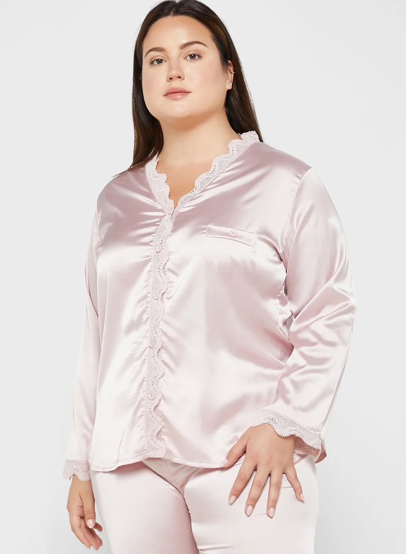 ايلا بلس Scallop Trim Solid Pyjama Set