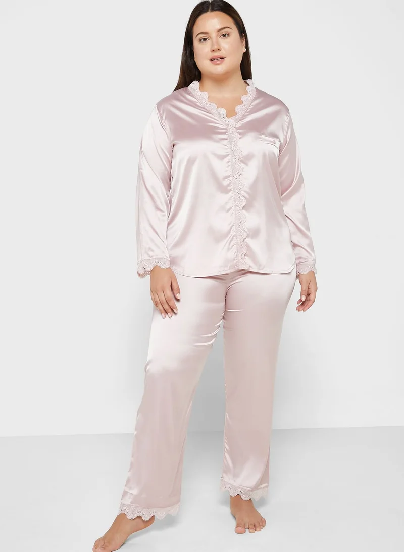 ايلا بلس Scallop Trim Solid Pyjama Set