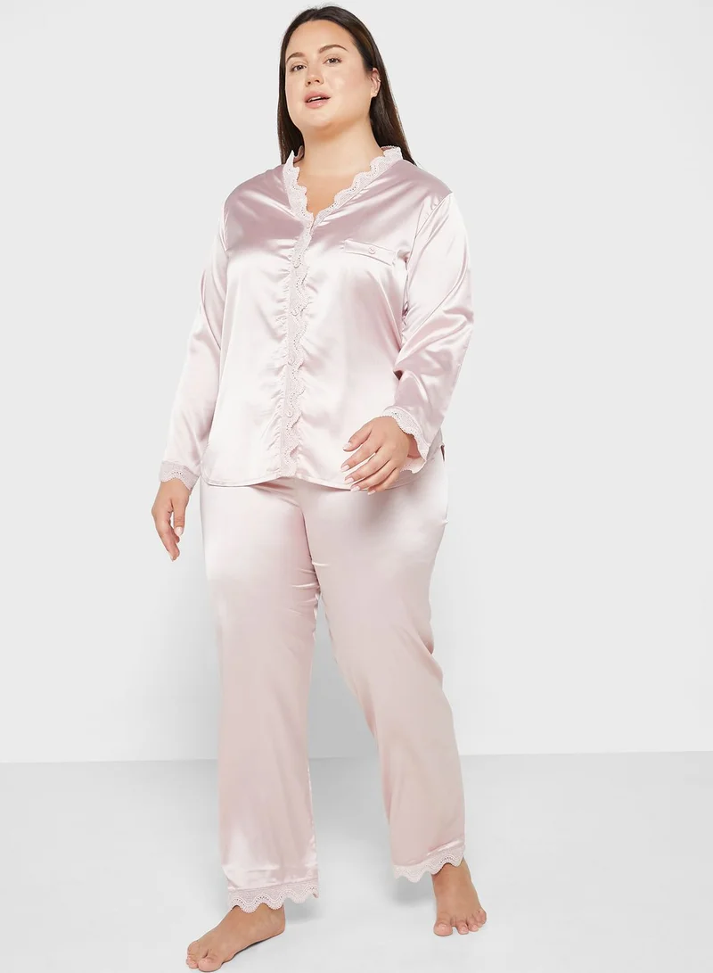 ايلا بلس Scallop Trim Solid Pyjama Set