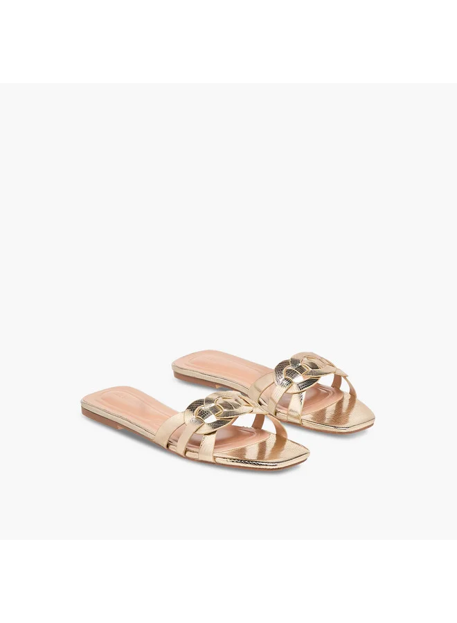 سيليست Women's Textured Slip-On Flat Sandals