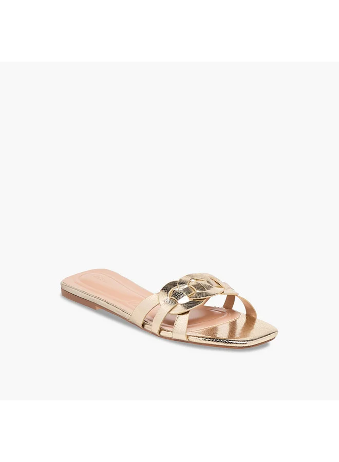 سيليست Women's Textured Slip-On Flat Sandals