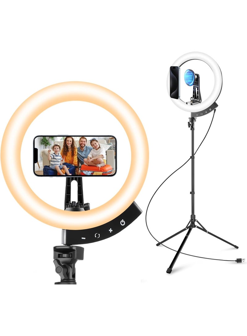 12'' Ring Light with 62'' Tripod Stand and Magnetic Phone Holder, LED Ringlight with Selfie Wireless Remote, Circle Lighting for Video Recording, Makeup, TikTok, Photography - Image 1