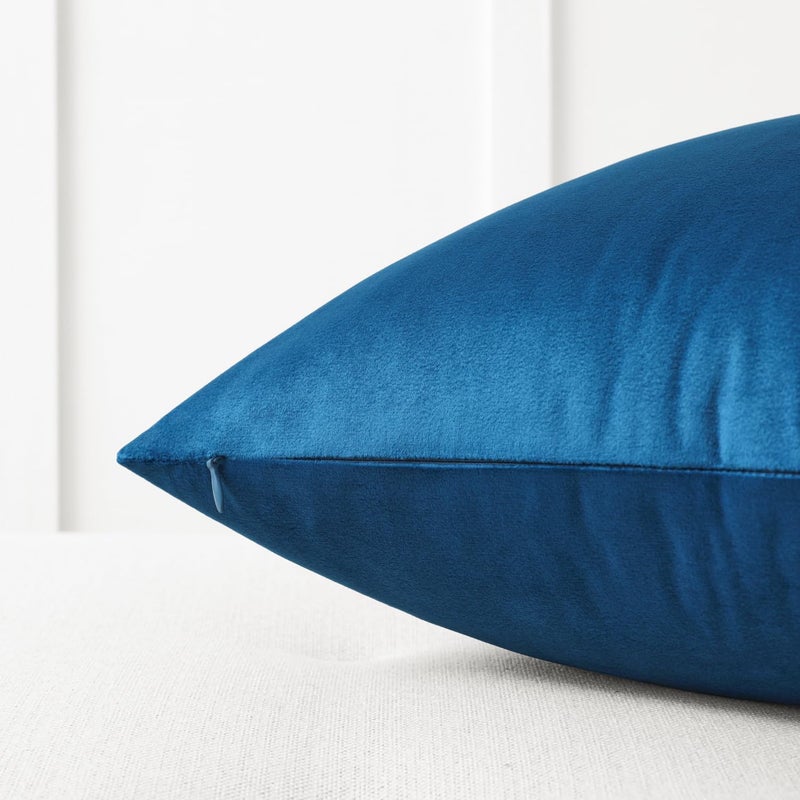 Mixhug Set of 2 Cozy Velvet Square Decorative Throw Pillow Covers for Couch and Bed, Blue, 18 x 18 Inches - Image 2