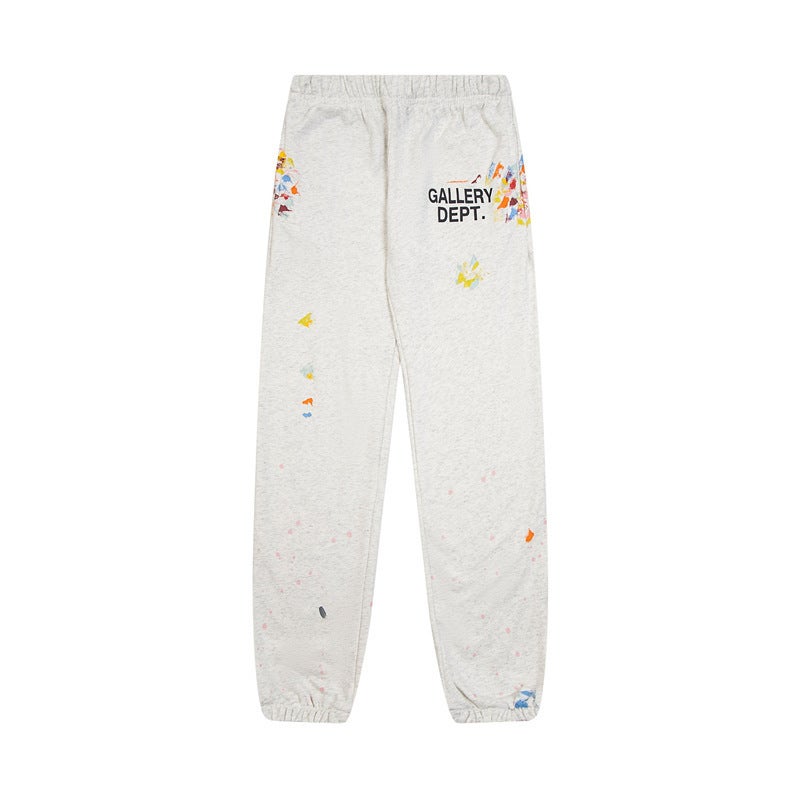 G D Hand-Painted Splash-Ink Splicing Drawstring High Street Casual Sports Sweatpants Micro-Flared Pants Men'S Denim Pants Women - Image 5