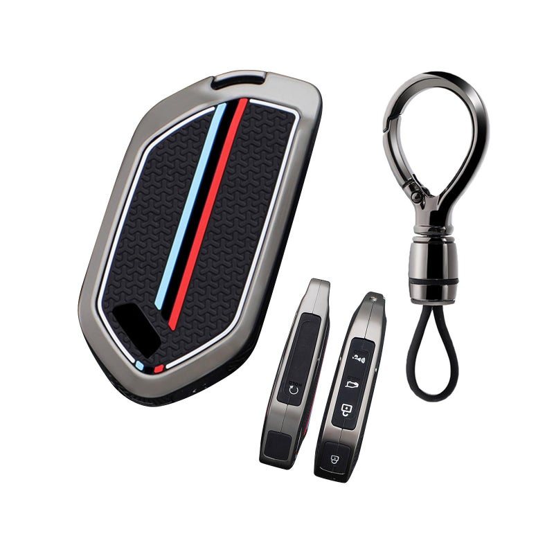 Ysbxitu 5 Buttons Key Fob Cover Keychain Fit for Kia Key Shell Case Fit for Kia GT Line Telluride EV9 Picanto Sorento MQ4 Sportage Carens Morning Carnival KX3 Seltos KX5 All New K5 Key SleeveBlack