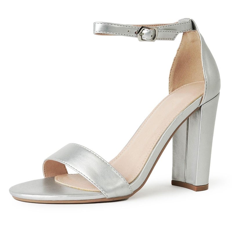 J Adams Shirley Block Heels for Women Strappy Ankle High Heels Dressy Chunky Sandals Wedding Bridesmaid Summer Shoes Comfortable Party Wear