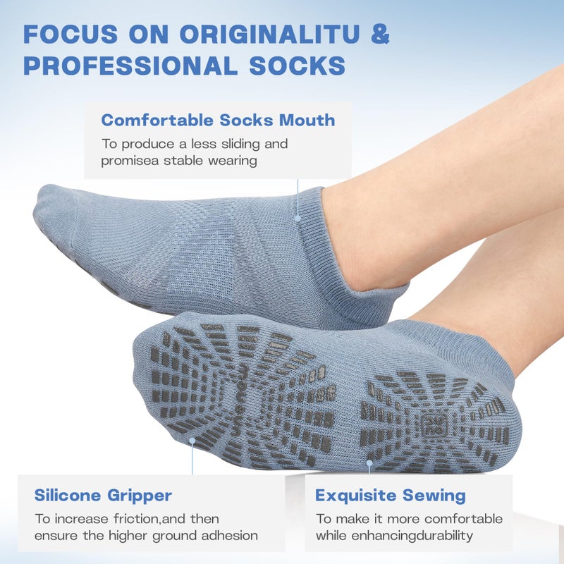 unenow 5 Pairs Pilates Socks for Women Non Slip Socks with Grips for Yoga Hospital Barre Barefoot - Image 4