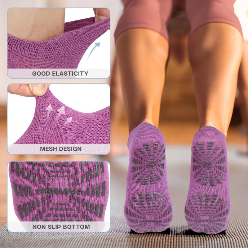 unenow 5 Pairs Pilates Socks for Women Non Slip Socks with Grips for Yoga Hospital Barre Barefoot - Image 5
