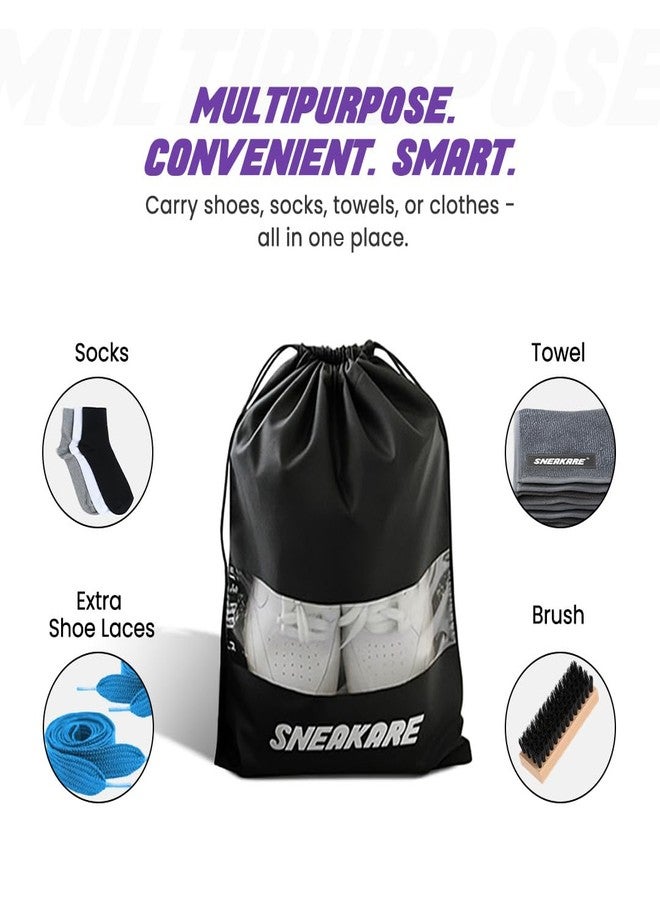 Sneakare Premium Shoe Bag with Transparent Window | Travel & Storage Shoe Pouch | 32x44 cm | Black | 90 GSM | Pack of 18 - Image 5
