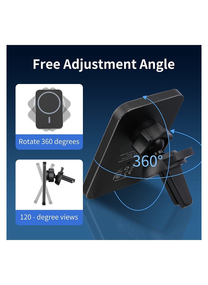 Generic - MagSafe Car Charger Magnetic Wireless Fast Charging Auto Alignment Air Vent Mount for iPhone 14 13 12 Series and Compatible with Case Ring - Image 1