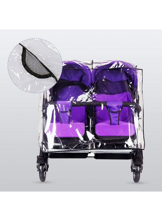 ITODA Twins Baby Pushchair Rain Cover Universal Stroller Waterproof Rainy Weather Guard Side by Side Double Carriage Outdoor Wind Dust Snow Protection Breathable Shield Transparent Accessories - Image 4