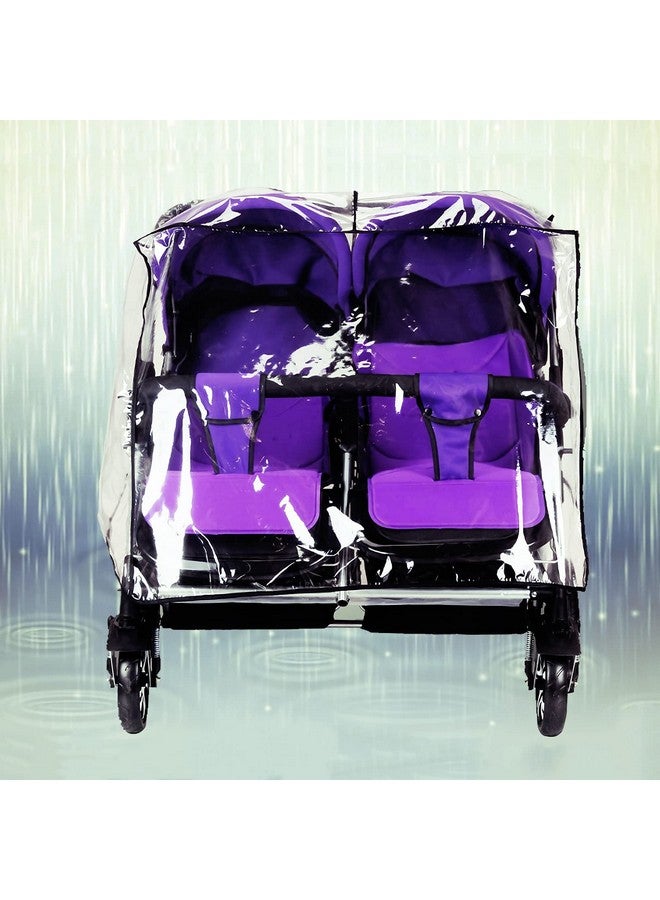 ITODA Twins Baby Pushchair Rain Cover Universal Stroller Waterproof Rainy Weather Guard Side by Side Double Carriage Outdoor Wind Dust Snow Protection Breathable Shield Transparent Accessories - Image 3
