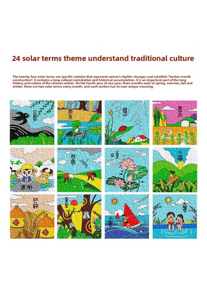 Mid-Autumn Festival Handmade Diy Non-heritage Pulp Painting 24 24 Solar Terms Making Materials Children's Toys Warm-up Activities-Color:Large Size 22*22cm-full Of Blessing Paper Pulp Painting (free Full Set Of Tools + Safety Pulp Painting Material Package) Free Stand  - Image 4