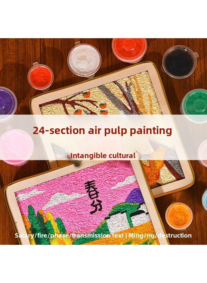 Mid-Autumn Festival Handmade Diy Non-heritage Pulp Painting 24 24 Solar Terms Making Materials Children's Toys Warm-up Activities-Color:Large Size 22*22cm-full Of Blessing Paper Pulp Painting (free Full Set Of Tools + Safety Pulp Painting Material Package) Free Stand  - Image 2