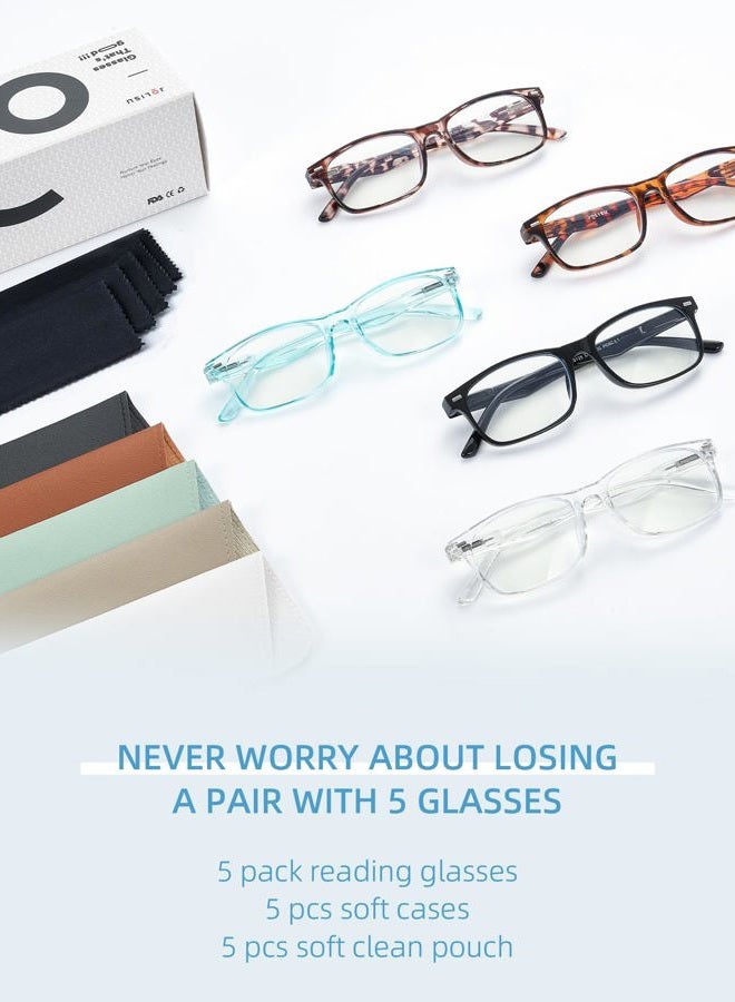 JOLISU 5 Pack Reading Glasses For Women,Spring Hinges, Sturdy and Durable (0.50) - Image 4