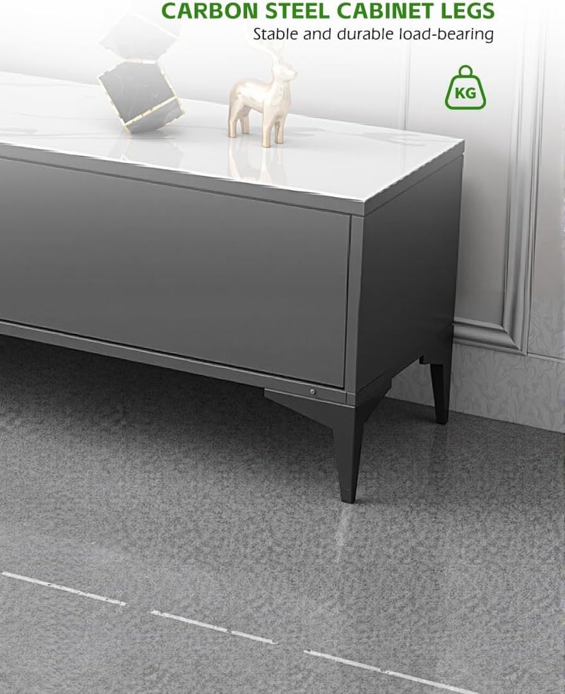 Ammar Space TV Cabinet,TV Stand Table Living Room Storage Shelves Modern Entertainment Center and Industrial Media TV Console Table - Image 4