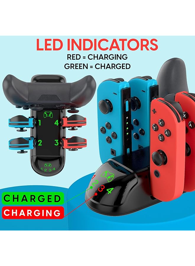 KASTWAVE 5 In 1 Game Controller Charger Station Compatible With Switch + Switch Oled Charging Dock For 4 Joy Con Controllers & 1 Pro Controller Includes 5 Foot Usb C Cable - Image 4