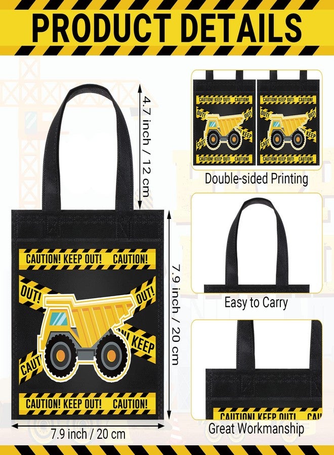 Photect 24 Pcs Construction Party Favors Construction Theme Gift Bags Dump Truck Non Woven Mini Tote with Handles Excavator Tractor Candy Goodie Treat Package for Birthday Party Decorations Supplies - Image 2