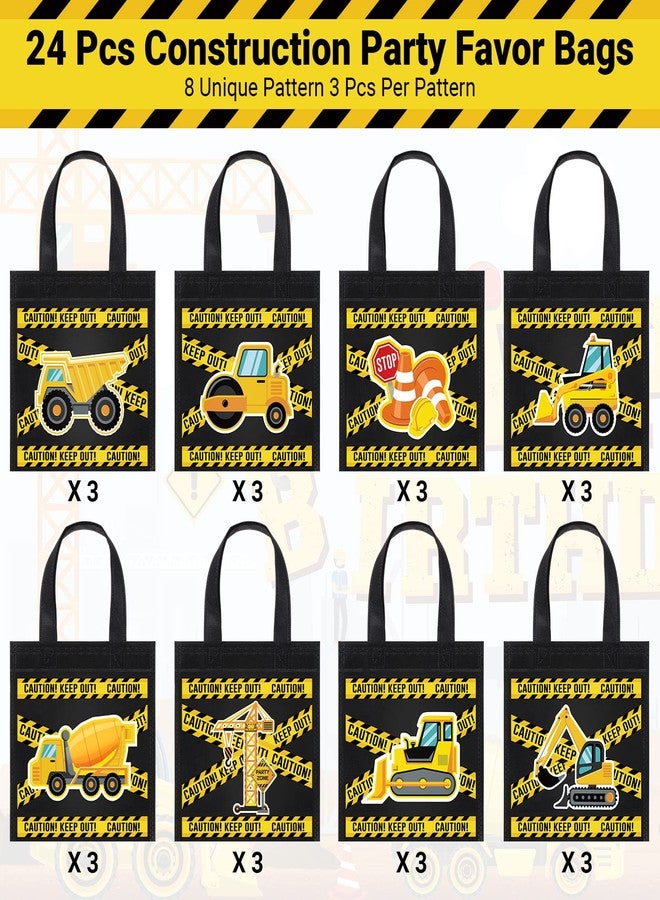 Photect 24 Pcs Construction Party Favors Construction Theme Gift Bags Dump Truck Non Woven Mini Tote with Handles Excavator Tractor Candy Goodie Treat Package for Birthday Party Decorations Supplies - Image 3