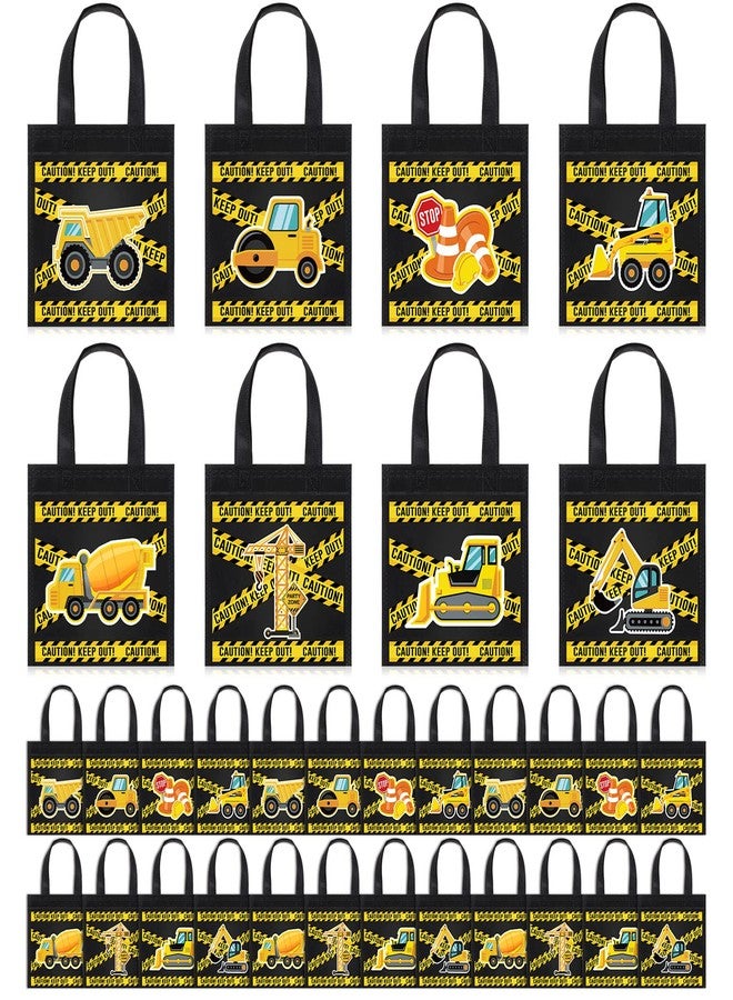 Photect 24 Pcs Construction Party Favors Construction Theme Gift Bags Dump Truck Non Woven Mini Tote with Handles Excavator Tractor Candy Goodie Treat Package for Birthday Party Decorations Supplies - Image 1