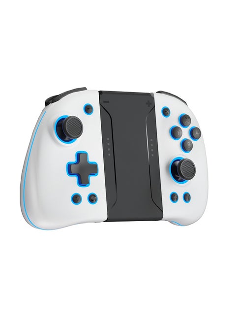 KS47 Wireless Joy Pad Controller for Switch/OLED with 8 Colors Adjustable LED,Hall Effect Joysitck/Back Map on/Turbo(White)
