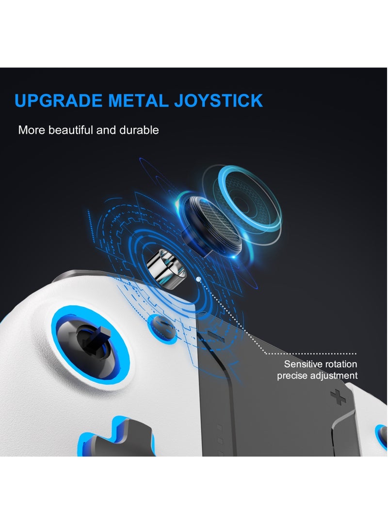 KS47 Wireless Joy Pad Controller for Switch/OLED with 8 Colors Adjustable LED,Hall Effect Joysitck/Back Map on/Turbo(White)