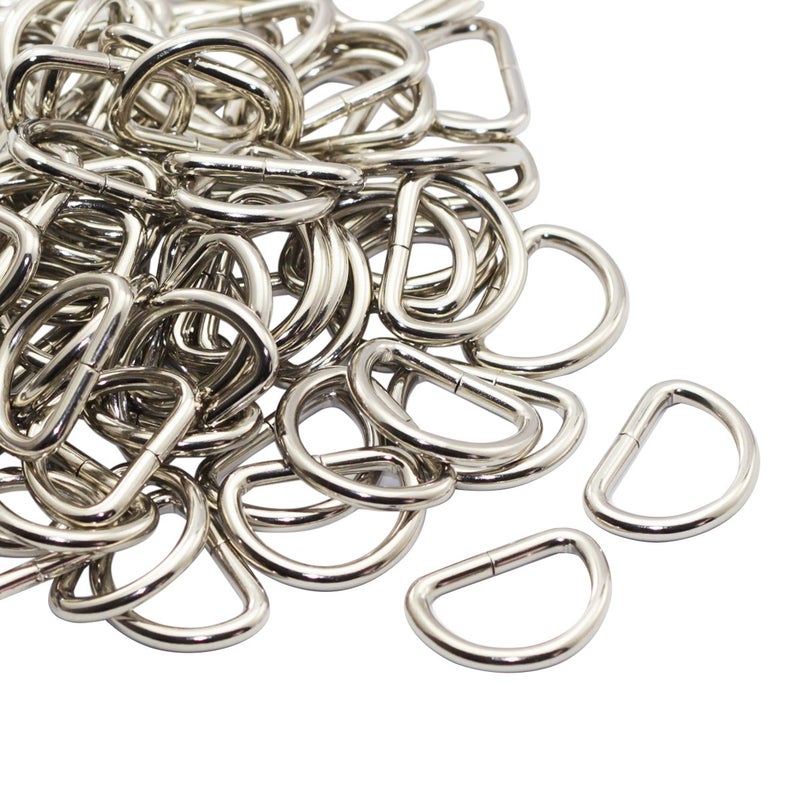 CrocSee Metal D Ring 34 inch Non Welded Nickel Plated Pack of 100 Middle