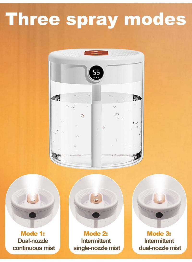 مرطّب هواء بسعة 2 لتر مع شاشة LCD وضوء ليلي، يأتي مع 6 فلاتر استبدال، يعمل عبر USB، مناسب للمنزل والمكتب وغرفة النوم، مرطّب هادئ مع عرض رقمي - Image 3