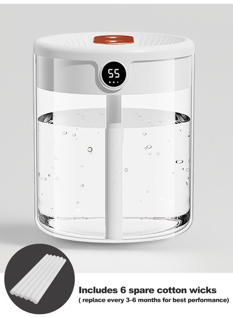 TOPONIEX 2L Air Humidifier with LCD and night Light, home humidifier Comes with 6 Replacement Humidifier Filters, USB Power Household Low Noice Bedroom Office Digital Display Humidifier - Image 1