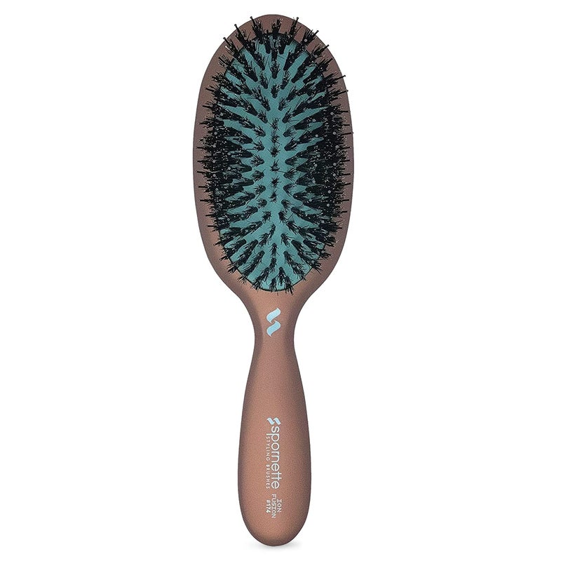 Spornette Ion Fusion Cushion Oval Brush  Boar  Nylon Bristle Mix for Brushing Out Smoothing Detangling Styling and Setting Medium to Long Thick Thin or Normal Hair for Men Women and Children