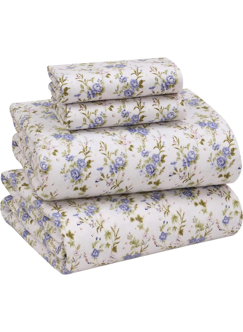 RUVANTI Flannel Sheets Full Size - 100% Cotton Double Brushed Bed Sheets Set, Deep Pockets 16 Inches, All Seasons Breathable & Extra Soft Full Sheets, Warm & Cozy, 4 Piece, Sand Rose - Image 1