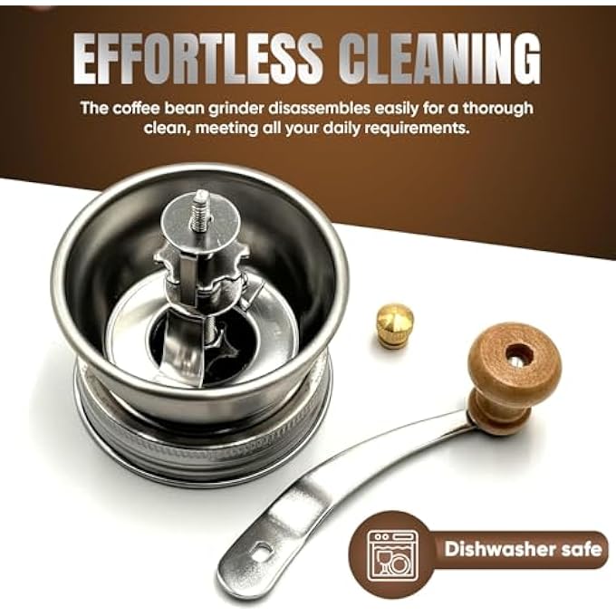 Tazweeq Stainless Steel Coffee Grinder Lid Attachment For Regular Mouth Mason Jars Regular Mouth Manual Coffee Grinder For Home Use Stainless Steel Spice Grinder Ideal For Camping Home Barista - Image 5