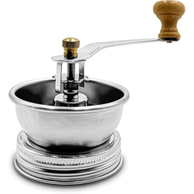 Tazweeq Stainless Steel Coffee Grinder Lid Attachment For Regular Mouth Mason Jars Regular Mouth Manual Coffee Grinder For Home Use Stainless Steel Spice Grinder Ideal For Camping Home Barista - Image 2
