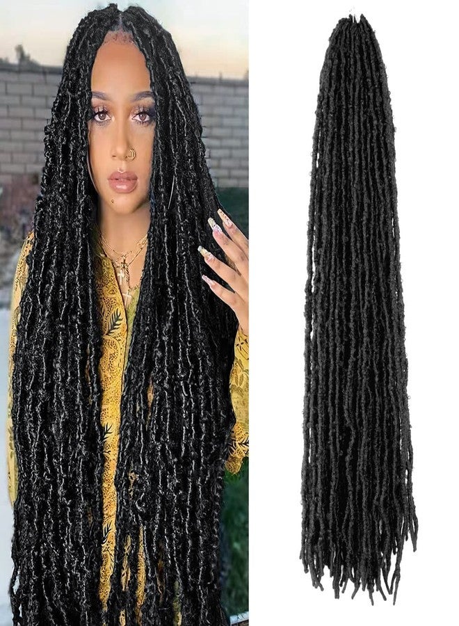 BOHOBABE 30 Inch Light Weight Butterfly Locs Crochet Hair 6 Packs Long Black Distressed Butterfly Faux Locs Crochet Hair, 1B - Image 1