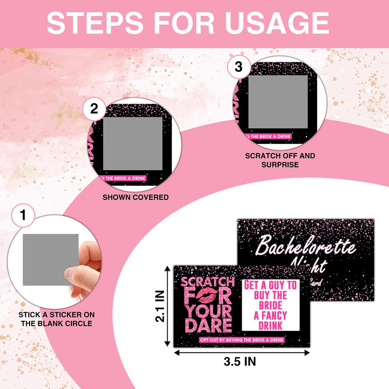 Eyouyeqi Bachelorette Dare Card Party Games, Rose Gold Bridal Shower Scratch Off Game Dare Card, Girls Night Out Activity, Wedding Party/ Engagement Party/ Bride Shower Supplies Decorationsâ€“ 40 Cards(A02) - Image 3