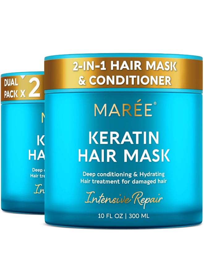 MAREE Deep Conditioning Hair Mask for Damaged Hair Treatment 2 PACK Keratin Hair Care for Hydrating Growth Repair Moisturizing Dry Curly Color Treated Frizzy Tratamiento Mascarilla Para Cabello - Image 2