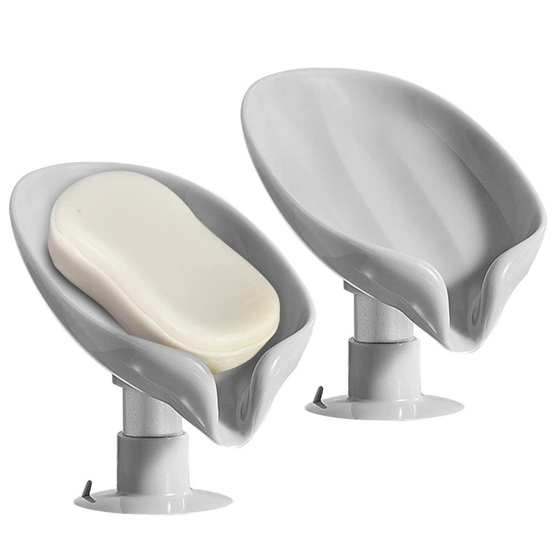 2 Pack Soap Holder Self Draining Soap Dish Sponge Holder Suction Cup Soap Dish Fast Draining Fast Drying Strong Suction Cup Adhesion for Bathroom Shower Kitchen Sink