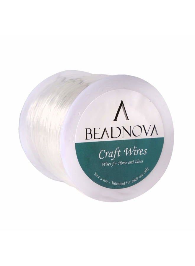 BEADNOVA (0.6mm) - 0.6mm Bracelet String Clear Craft Wire Stretch String Cord for Jewellery Making Beading Thread Elastic String Cord (100m) - Image 1