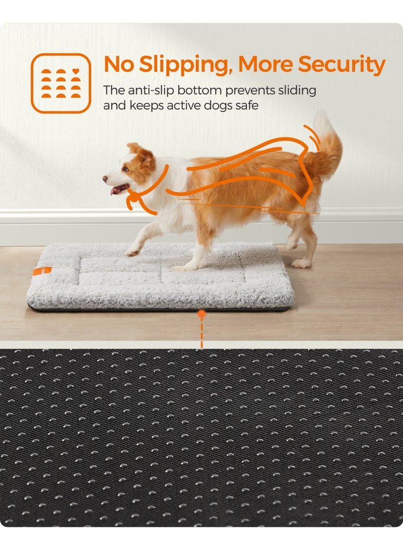 Feandrea Warm Dog Cat Bed, Dog Mattress for Crate, Pet Blanket for Dogs and Cats, 90 x 65 cm, L, Machine Washable Dryer Friendly, Non Slip, Dove Grey - Image 4