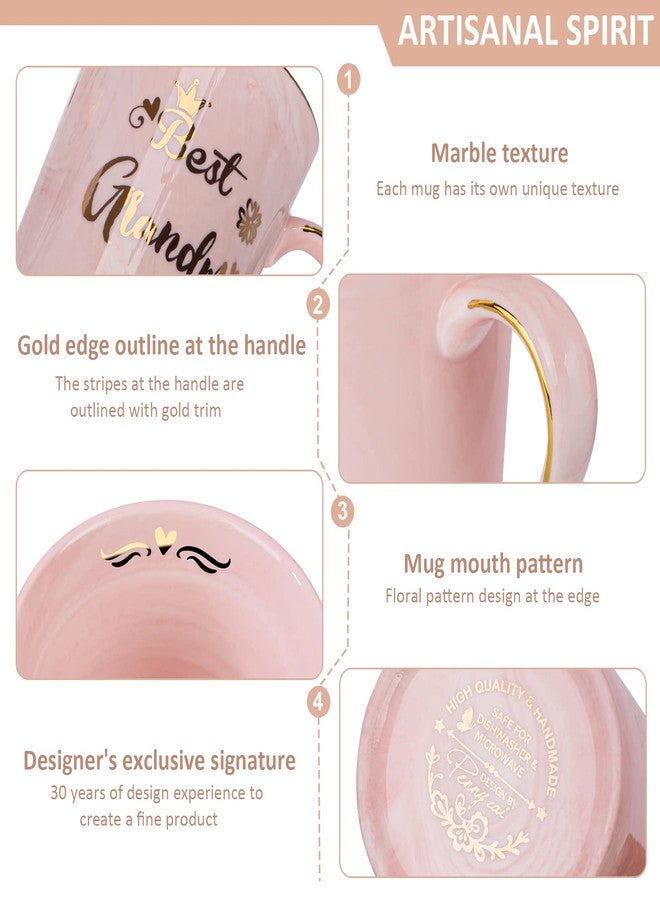 Doublewhale Grandma Gifts for Grandma, Mothers Day Birthday Gift for Grandmother from Granddaughter Grandson - 14Oz Pink Marble Ceramic Coffee Mugs Print with Real Gold - Lid Spoon Card, Box - Image 5