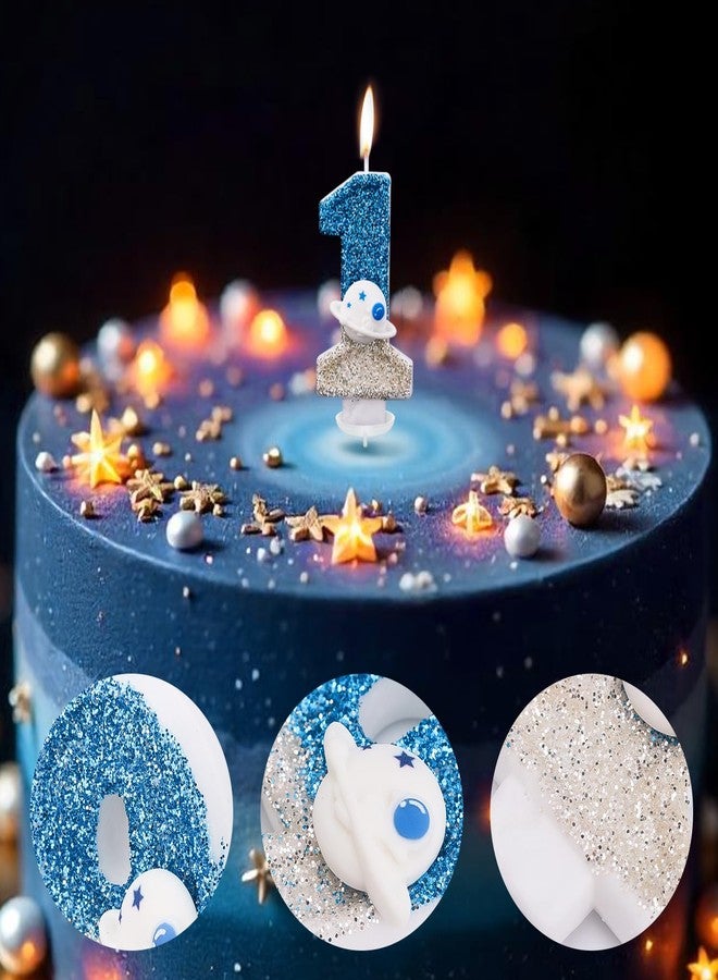 Gosknor Space Theme Birthday Candle, Shiny Astronaut Number Candle Spaceship Outer Space Cake Topper Perfect Universe Rocket Spacecraft Cake Decorations and Party Favors(Number 1) - Image 4