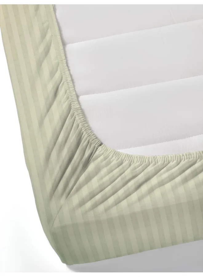 MULBERRY LIVING ملاءة سرير مقاس كينج 180x200 سم من القطن 100%، 300 غرزة، بتصميم خطوط إليزيان، مع 2 غطاء وسادة 50x75 سم - عاجي